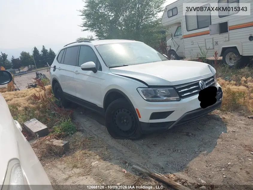VOLKSWAGEN TIGUAN 2019, VIN 3VV0B7AX4KM015343