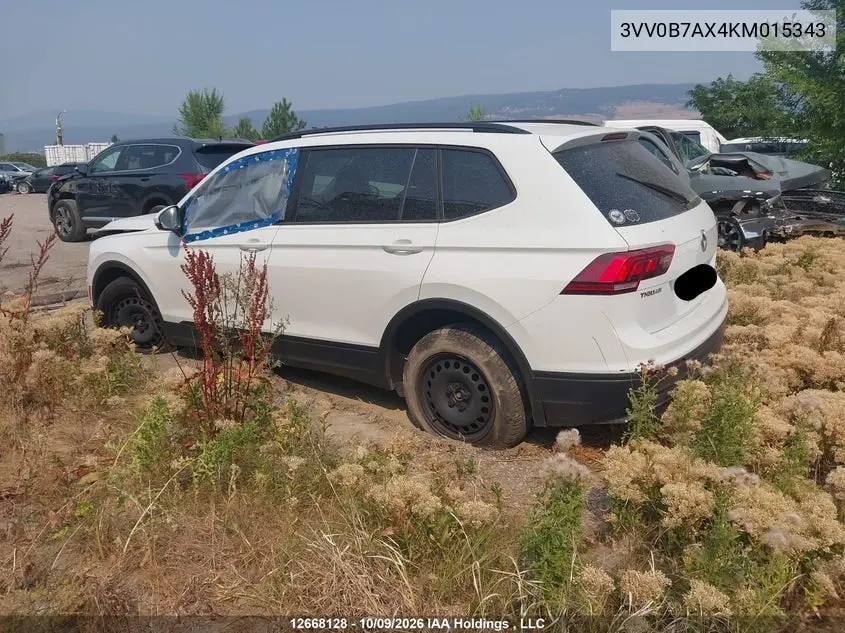 2019 VOLKSWAGEN TIGUAN VIN 3VV0B7AX4KM015343 — фото 3