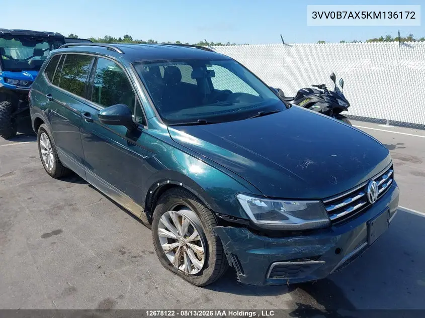 VOLKSWAGEN TIGUAN 2019, VIN 3VV0B7AX5KM136172