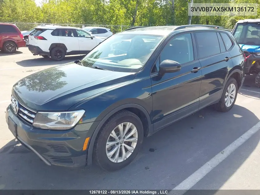 2019 VOLKSWAGEN TIGUAN VIN 3VV0B7AX5KM136172 — фото 2