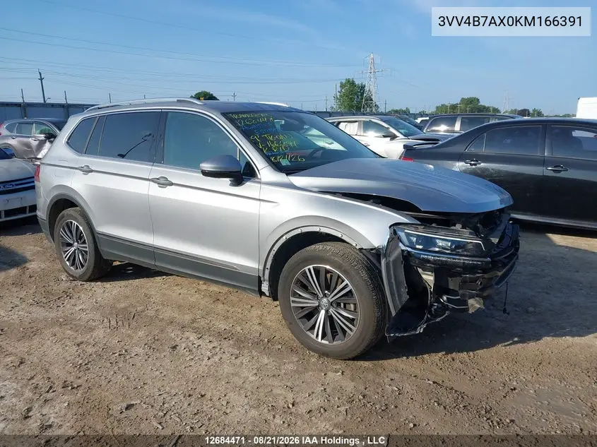 VOLKSWAGEN TIGUAN 2019, VIN 3VV4B7AX0KM166391