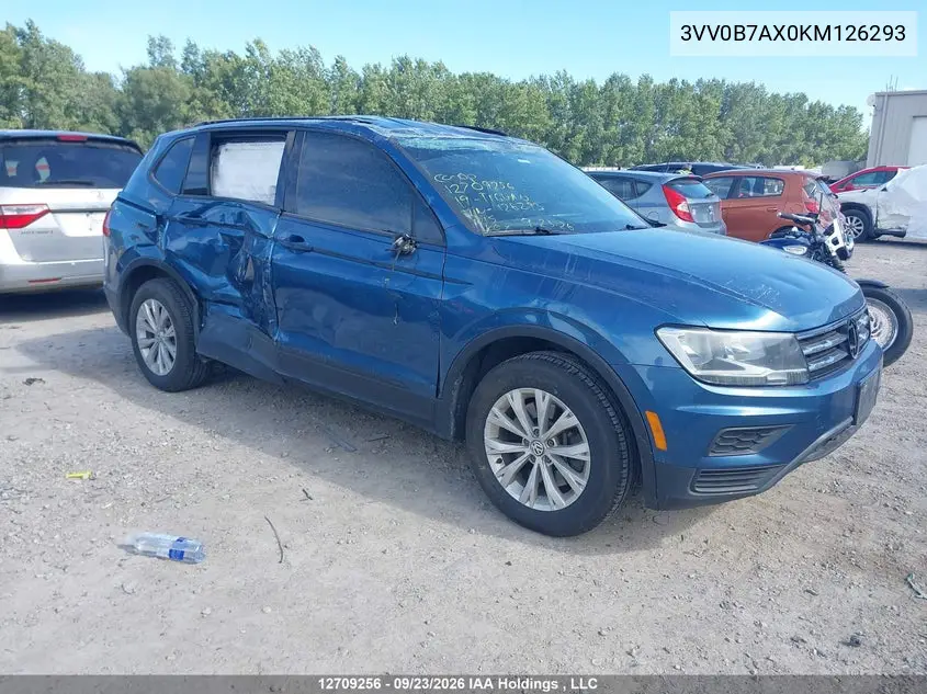 VOLKSWAGEN TIGUAN 2019, VIN 3VV0B7AX0KM126293