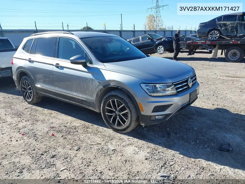 VOLKSWAGEN TIGUAN 2019, VIN 3VV2B7AXXKM171427