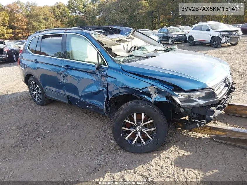 VOLKSWAGEN TIGUAN 2019, VIN 3VV2B7AX5KM151411