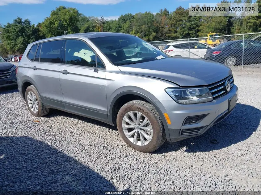 VOLKSWAGEN TIGUAN 2020, VIN 3VV0B7AX3LM031678