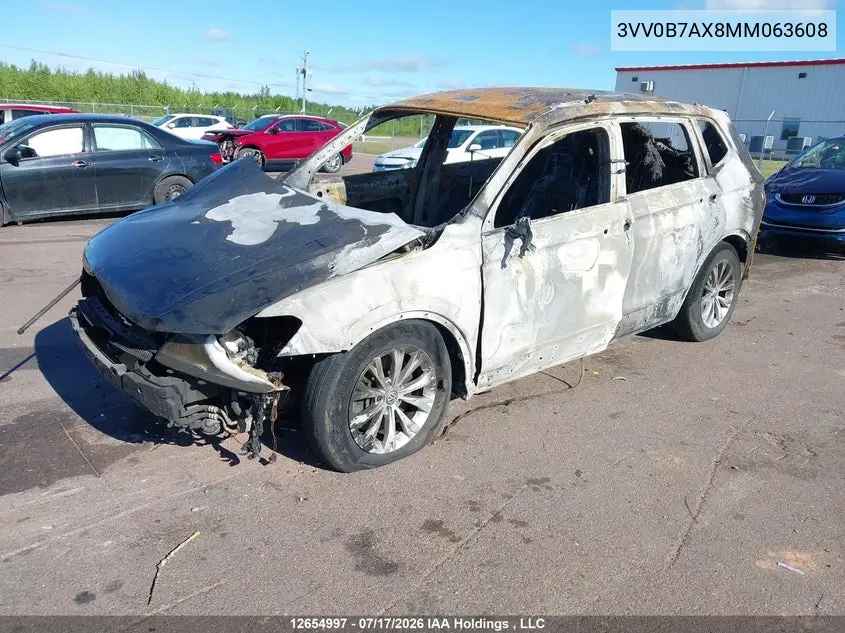 2021 VOLKSWAGEN TIGUAN VIN 3VV0B7AX8MM063608 — фото 2
