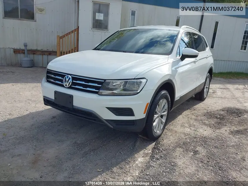 2021 VOLKSWAGEN TIGUAN VIN 3VV0B7AX1MM037240 — фото 2