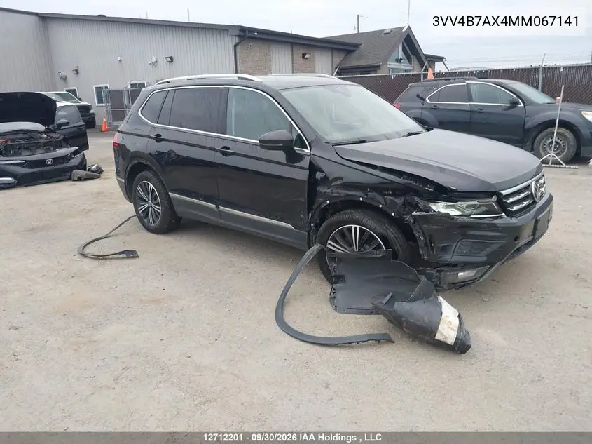 VOLKSWAGEN TIGUAN 2021, VIN 3VV4B7AX4MM067141
