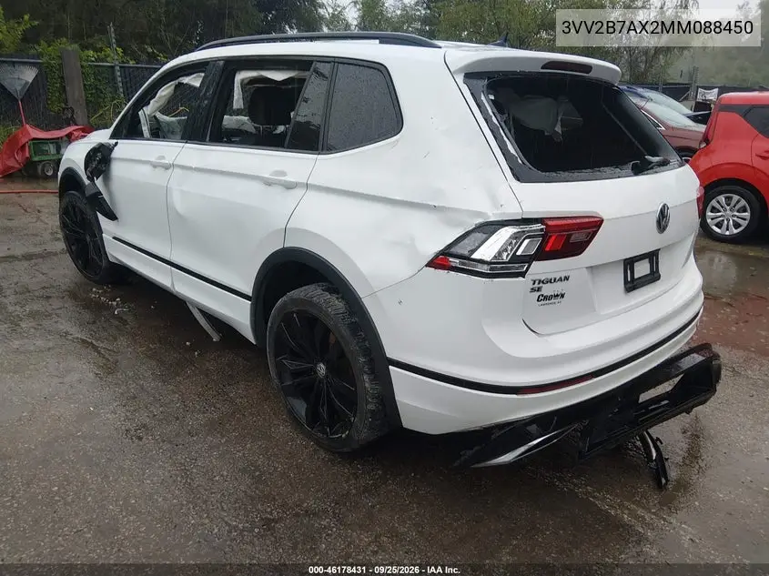 2021 VOLKSWAGEN TIGUAN VIN 3VV2B7AX2MM088450 — фото 3