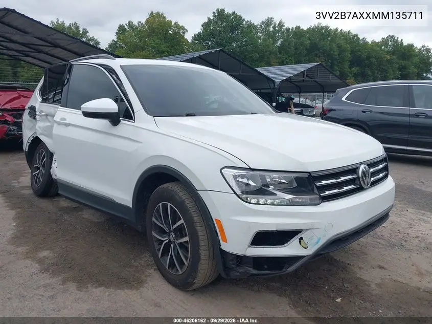 VOLKSWAGEN TIGUAN 2021, VIN 3VV2B7AXXMM135711