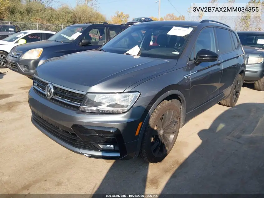 2021 VOLKSWAGEN TIGUAN VIN 3VV2B7AX2MM034355 — фото 2