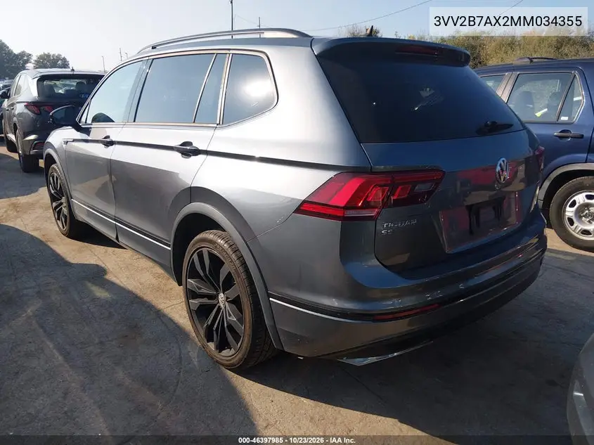 2021 VOLKSWAGEN TIGUAN VIN 3VV2B7AX2MM034355 — фото 3