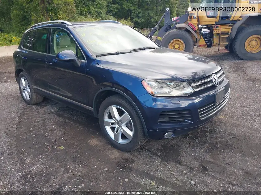 VOLKSWAGEN TOUAREG 2012, VIN WVGFF9BP3CD002728