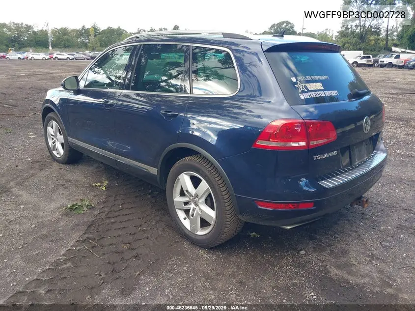 2012 VOLKSWAGEN TOUAREG VIN WVGFF9BP3CD002728 — фото 3