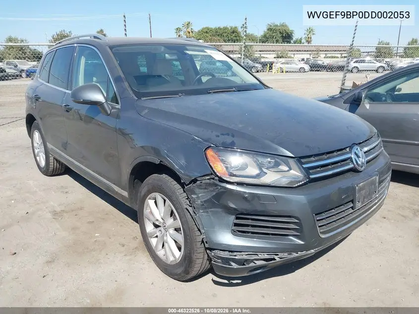 VOLKSWAGEN TOUAREG 2013, VIN WVGEF9BP0DD002053