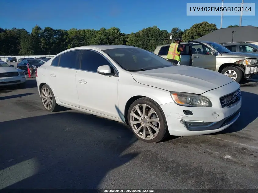 VOLVO S60 2016, VIN LYV402FM5GB103144