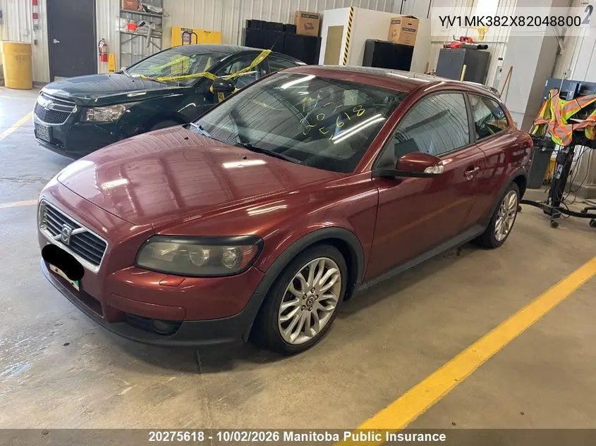 2008 VOLVO C30 VIN YV1MK382X82048800 — фото 2