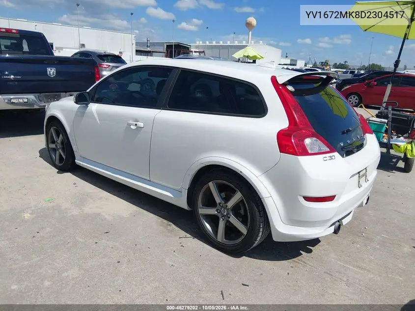 2013 VOLVO C30 VIN YV1672MK8D2304517 — фото 3