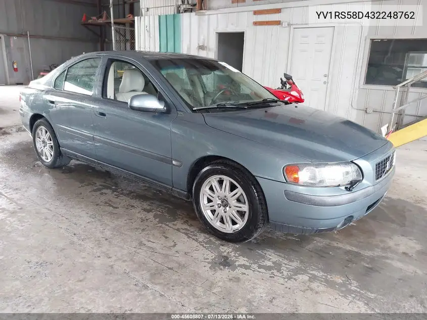 VOLVO S60 2003, VIN YV1RS58D432248762