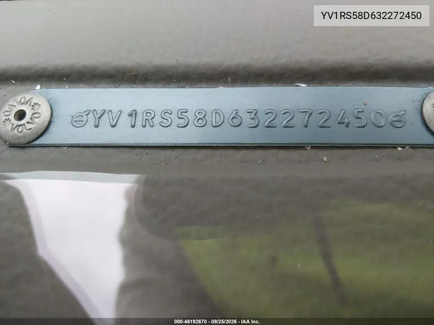 2003 VOLVO S60 VIN YV1RS58D632272450 — фото 9