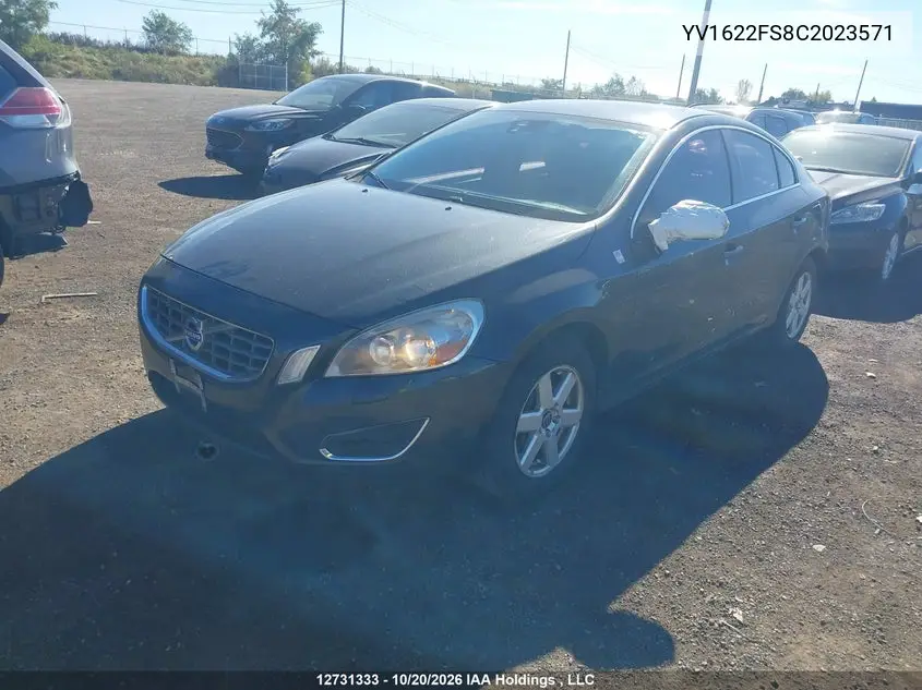 2012 VOLVO S60 VIN YV1622FS8C2023571 — фото 2