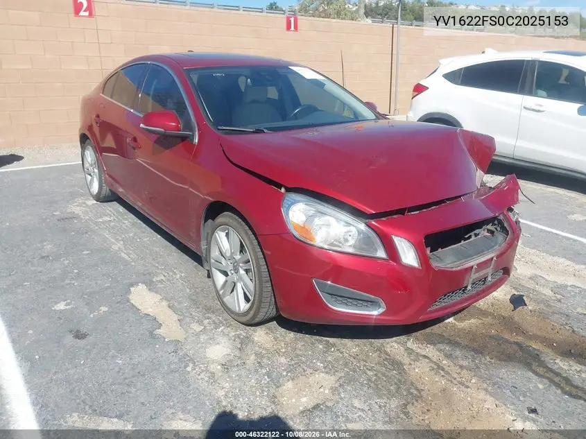 VOLVO S60 2012, VIN YV1622FS0C2025153