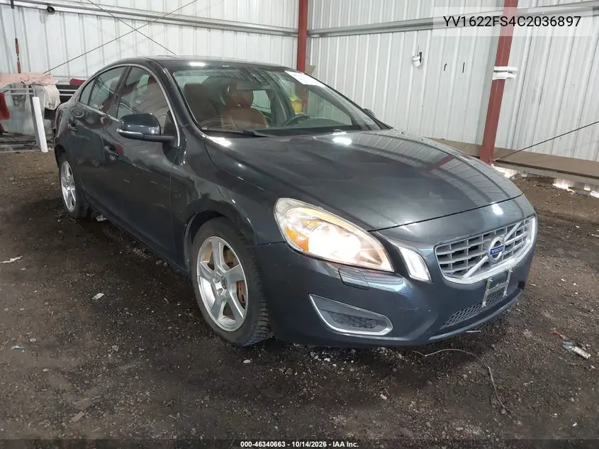 VOLVO S60 2012, VIN YV1622FS4C2036897