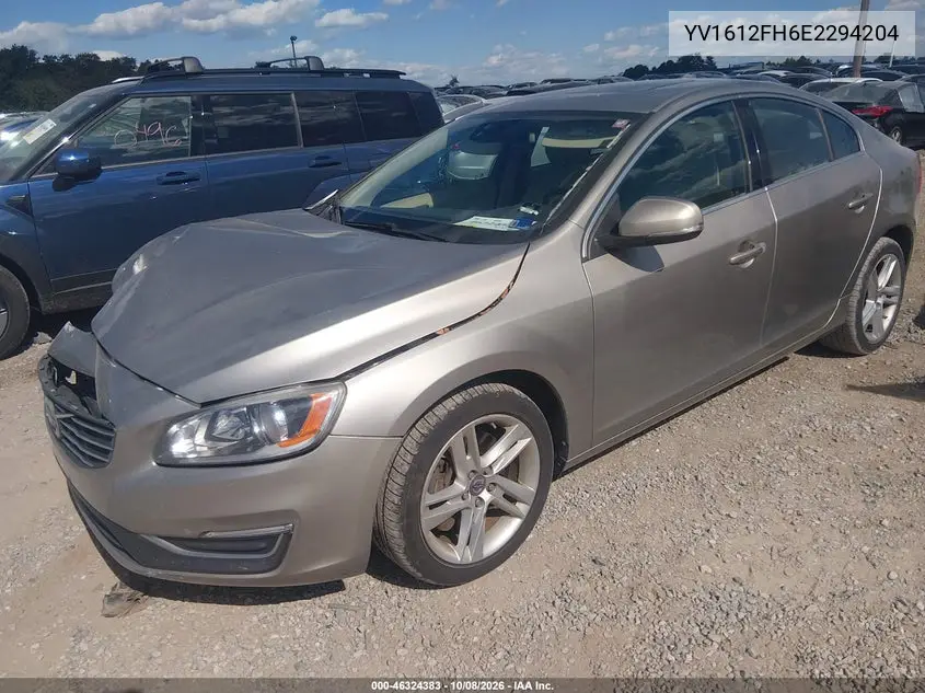 2014 VOLVO S60 VIN YV1612FH6E2294204 — фото 2