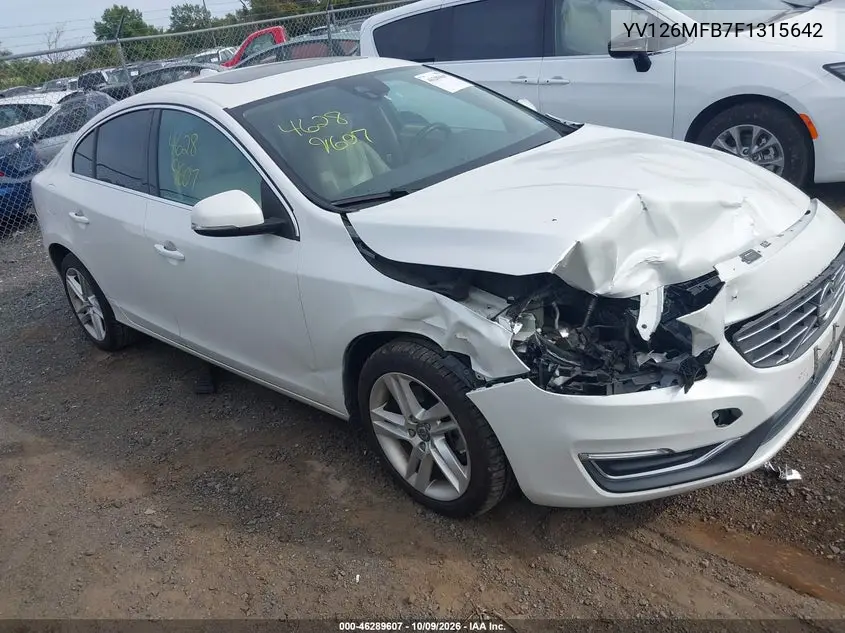 VOLVO S60 2015, VIN YV126MFB7F1315642