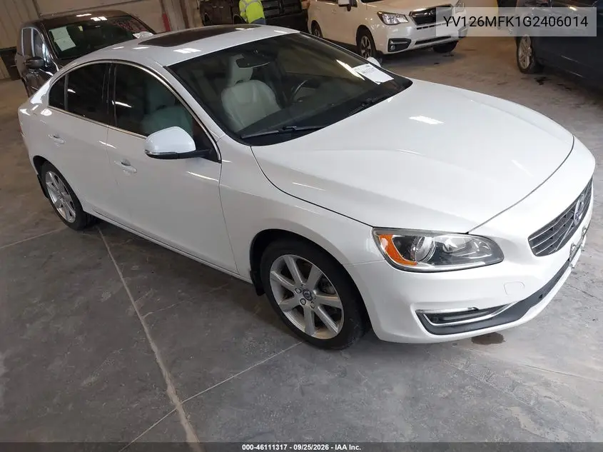 VOLVO S60 2016, VIN YV126MFK1G2406014