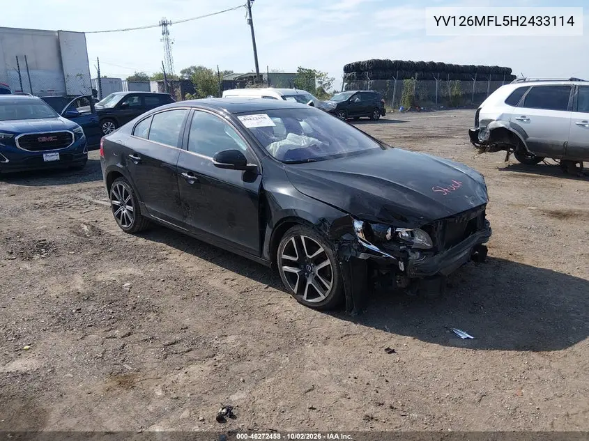 VOLVO S60 2017, VIN YV126MFL5H2433114