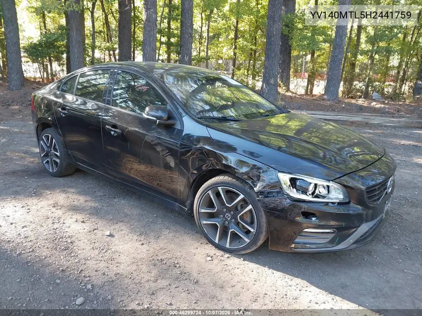VOLVO S60 2017, VIN YV140MTL5H2441759