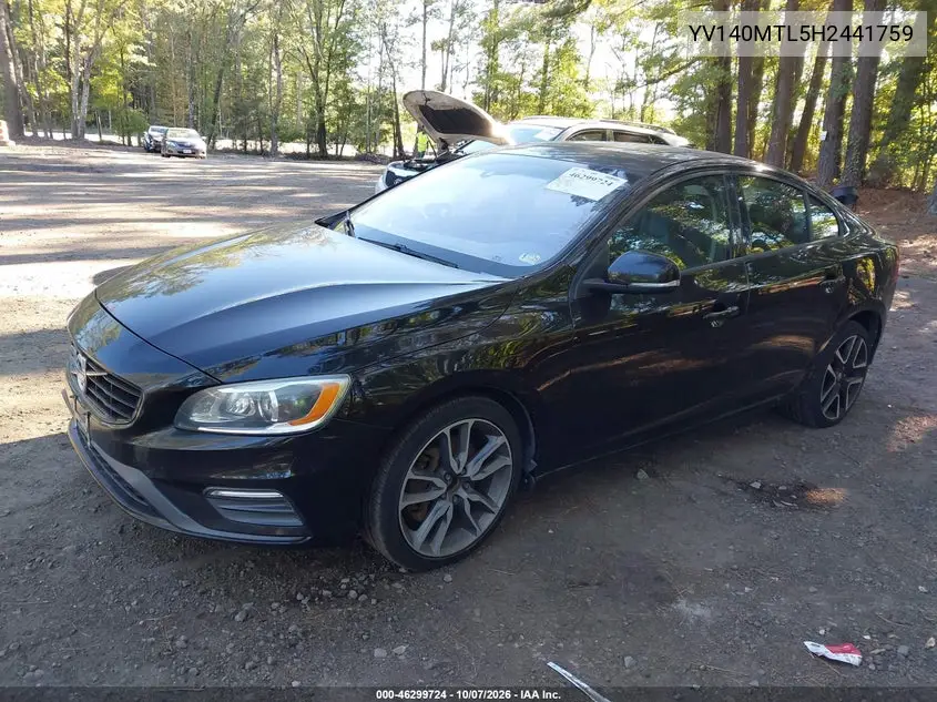 2017 VOLVO S60 VIN YV140MTL5H2441759 — фото 2