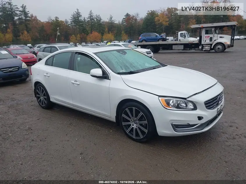 VOLVO S60 2017, VIN LYV402TK3HB196427