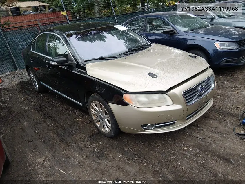 VOLVO S80 2010, VIN YV1982AS3A1119968