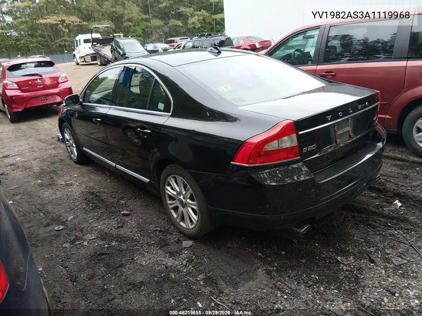 2010 VOLVO S80 VIN YV1982AS3A1119968 — фото 3