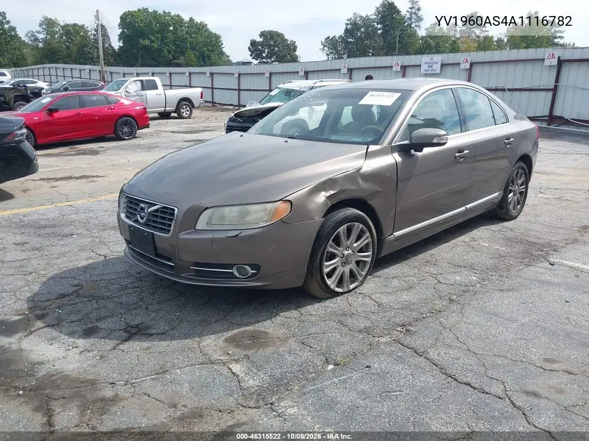 2010 VOLVO S80 VIN YV1960AS4A1116782 — фото 2
