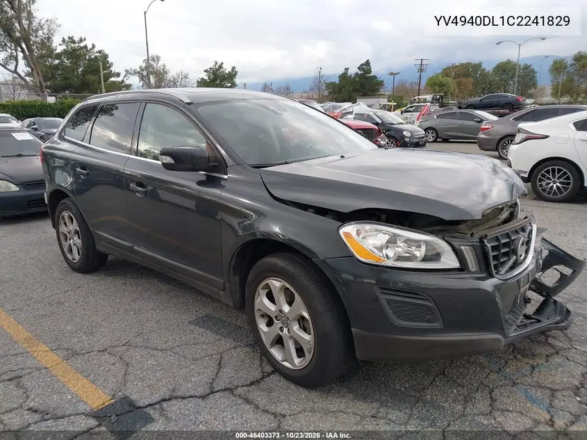 VOLVO XC60 2012, VIN YV4940DL1C2241829