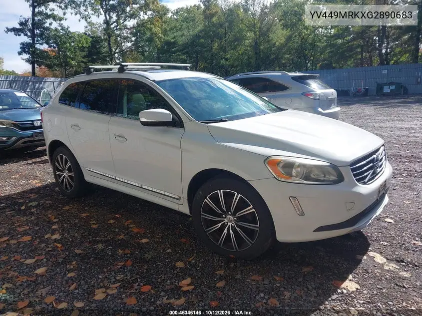 VOLVO XC60 2016, VIN YV449MRKXG2890683