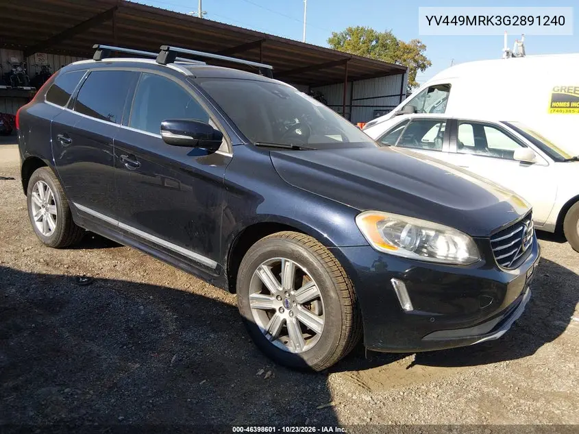 VOLVO XC60 2016, VIN YV449MRK3G2891240