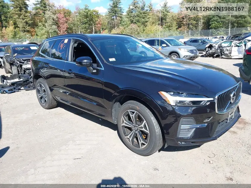 VOLVO XC60 2022, VIN YV4L12RK8N1988167