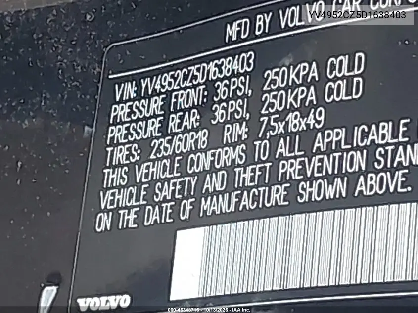 2013 VOLVO XC90 VIN YV4952CZ5D1638403 — фото 9