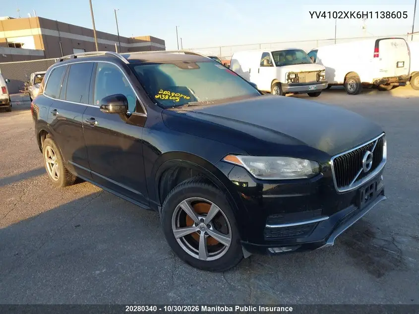 VOLVO XC90 2017, VIN YV4102XK6H1138605