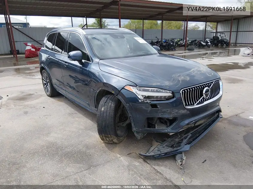 VOLVO XC90 2020, VIN YV4A22PK0L1591668