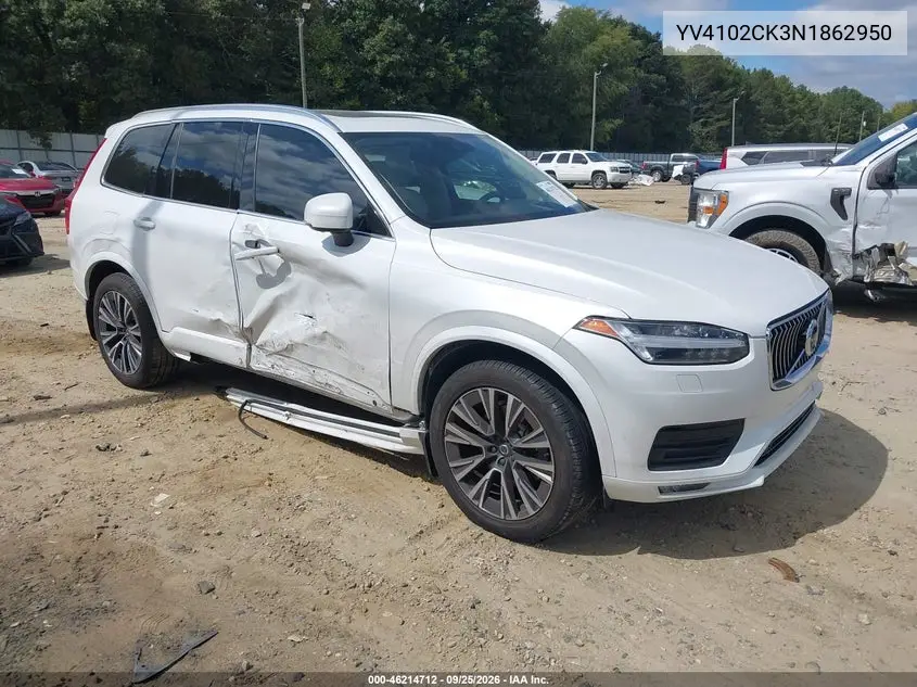 VOLVO XC90 2022, VIN YV4102CK3N1862950